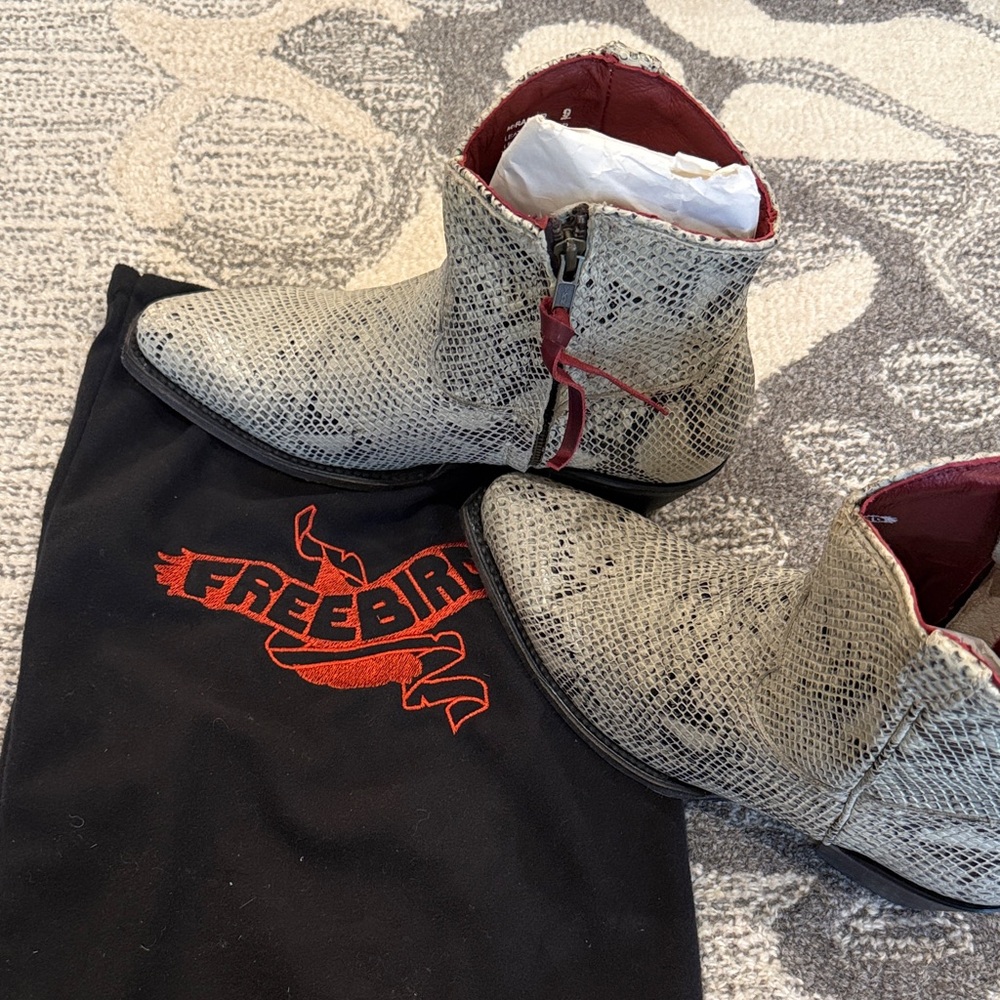 Freebird Black and White Snakeskin Boots